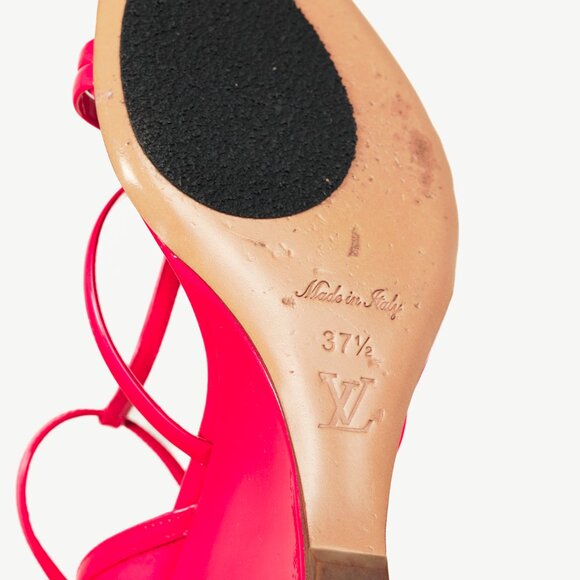Louis Vuitton Strawberry Rose Pop Patent T-Strap Wedge Sandals - Picture 5 of 12